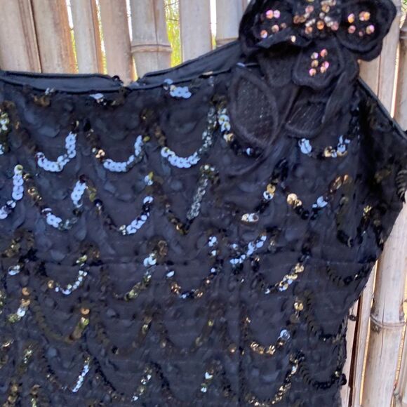 Nanette Lepore all over Sequins sleeveless cami Top sz 4 Y2K babydoll whymsycal - Picture 7 of 9
